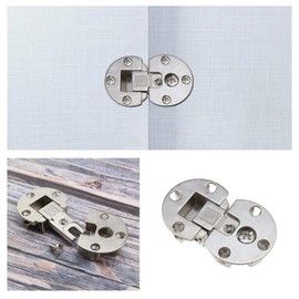 eMagTech 2 Pieces Semicircular Hinges with Fixing Screws 90 Degree Side Rotation Axis Adjustable Cabinet Door Hidden Hinge Special Table Folding Hinge Flush Hinge