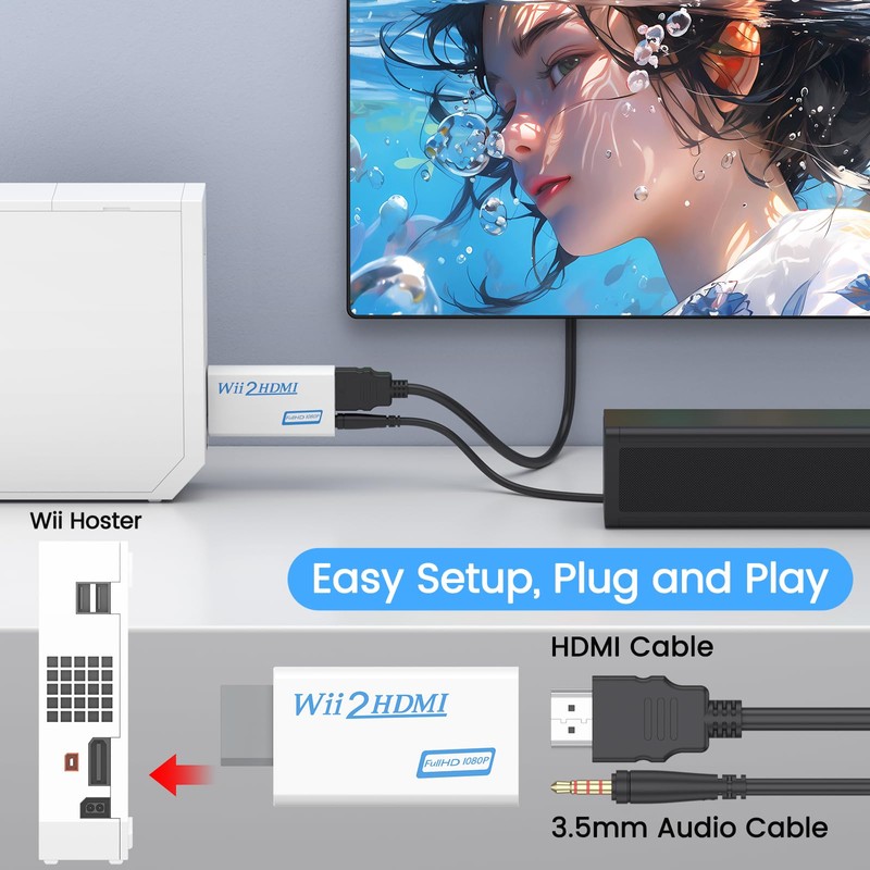 Meliya Wii to HDMI Converter, 1080p 720p Connector Output Video