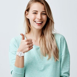 OIDEA Simple Waterproof Unisex Watch: Student Time Analog Wrist Watch Soft Silicone Band Easy Read Arabic Numeral Scale Wristwatch - White