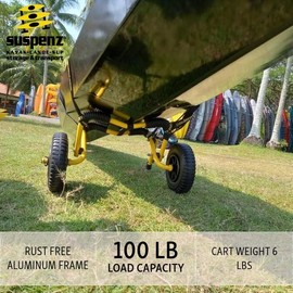 Suspenz Stowable Kayak Carrier Cart, SK Trailer Cart with Airless Wheels and Straps, Yellow, (22-1166)