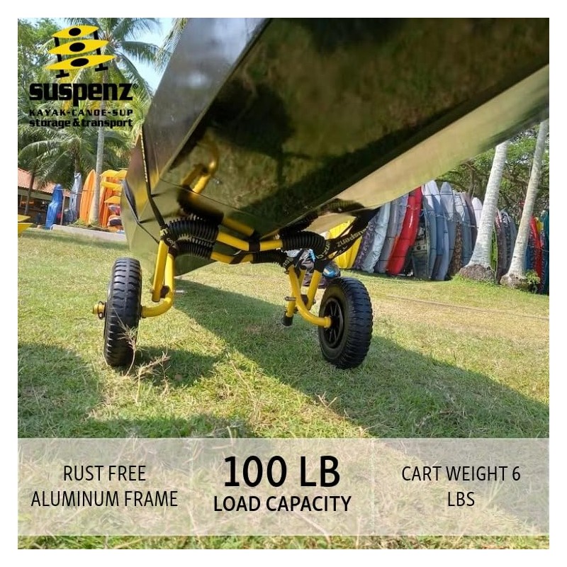 Suspenz Stowable Kayak Carrier Cart, SK Trailer Cart with Airless