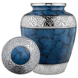 Trupoint Memorials Cremation Urns for Human Ashes - Decorative Urns, Urns for Human Ashes Female & Male, Urns for Ashes Adult Female, Funeral Urns - Blue, Large