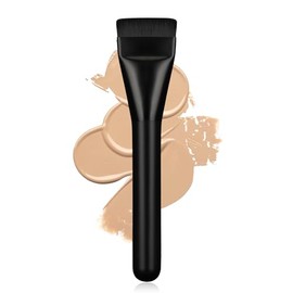 Brocha de base plana, brocha de maquillaje coreana, espátula facial para base líquida, cepillo de maquillaje facial prémium para mezclar crema (negro)