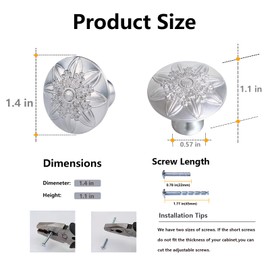 Xlroaafs Cabinet Knobs, 10 Pack Brushed Nickel Zinc Alloy, 1-2/5'' Round Knobs for Cabinets and Drawers, Flower Drawer Knobs Dresser Knobs,Included Screws