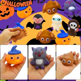 Juguetes de Halloween para niños, juguete de baño de goma, lindo fantasma de goma flotante de 3 pulgadas para ducha, premios de carnaval en el aula, decoración de pasteles, regalos de fiesta para