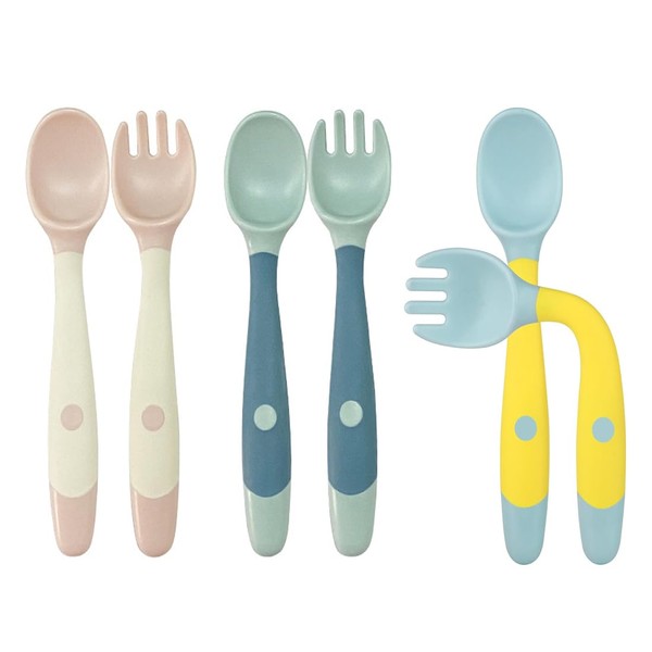 Toddler Feeding Training Spoon and Fork Tableware, Set of 6