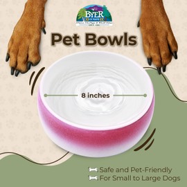 Byer of Maine Pet Bowl – High-Fired Porcelain Stoneware, Food-Grade Safe, Dishwasher Safe, Non-Slip Dog Bowl for Large Breeds in Roll Over Red