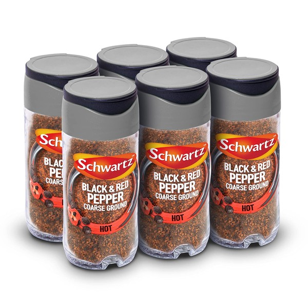 Schwartz Black & Red Pepper Course Ground 45 G | Jar | Pack of 6 | Deep & Warm Flavour | Adds a Spicy Kick | Versatile Ingredient