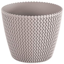 Prosperplast Splofy Flower Pot, Planter, Flower Pot, Knitting Pattern, Plastic (157 mm, Mocha)