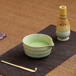 Matcha Tea Set | Matcha Making Whisk and Bowl, Tool Kit Tea Accessories, Ceramic Holder Japanese Tea Making Ceremony for Latte Breakfast Party