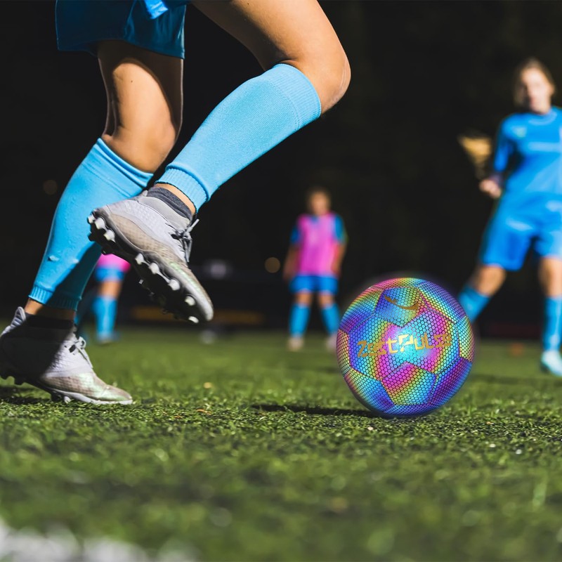 ZestPulse Holographic Reflective Soccer Ball Size 5 for Adults, High