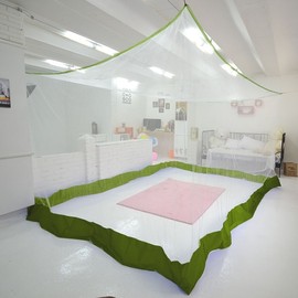 Korean-made Large Mosquito Net for 7-10 People Mosquito Net King Star Pole (Striped)
