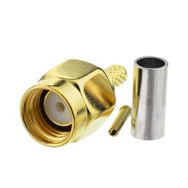 Eightwood 10pcs RP-SMA Male RF Crimp Connector 50ohms Gold-Plated for RG316 RG174 Cable