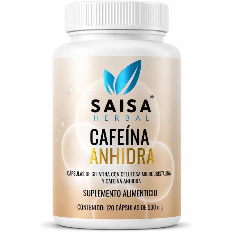 Cafeína Anhidra 200 mg Con 120 Cápsulas Saisa Herbal
