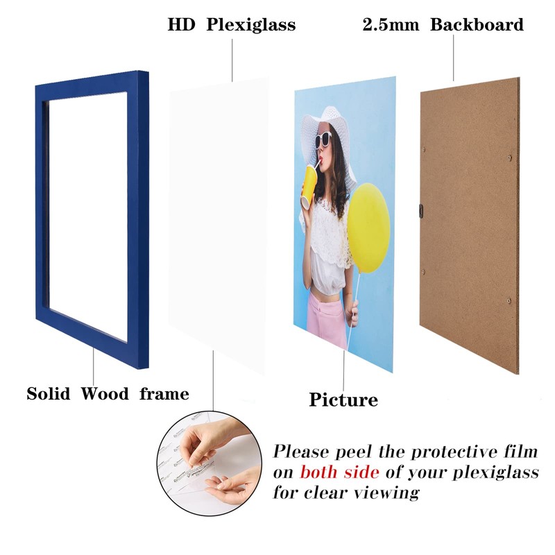 wyooxoo 4x6 Picture Frames Set of 4 Dark blue Solid