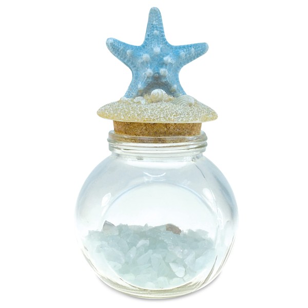 CoTa Global Turquoise Starfish Nautical Glass Bottle with Crystal Rocks