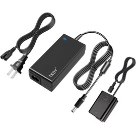 TKDY NP-FW50 ZV-E10 Dummy Battery and AC-PW20 Continuous Power Supply Adapter Kit Compatible for Sony Alpha ZVE10 A6400 A6000 A6100 A5100 A7 A7II Cameras.