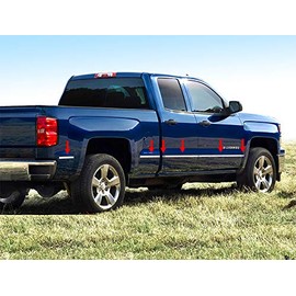 Made in USA! Compatible with 2014-2018 Chevy Silverado Double Cab 6.8' Bed Body Side Molding Trim Below Body Line 1 1/4'' Wide 12PC