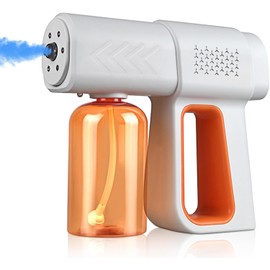Disinfectant Sprayer Professional Disinfectant Fogger Machine, 380ml Wireless Nano Sprayer Gun Handheld Sanitizer Fogger, Blue Light Foggers for Touchless Sanitization (Orange)