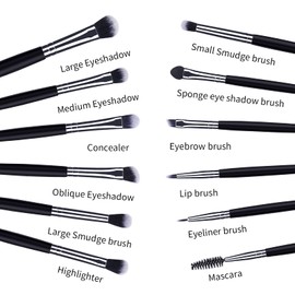 MSQ Eye Makeup Brush Set Professional Eyeshadow Brush Set 12pcs Make Up Brush Kit for Eye Shader,Eyeliner,Eye Blending,Eye Defining,Eye Brow,Eye Smudged-Soft Hair