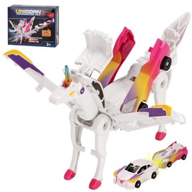 Transform car toys into magical flying dinosaur and unicorns!2Pcs Transforming Car-Robot for Kids, Automatic Deformation of Magnetic Connections. cars kids:_Pink collision deformed unicorn