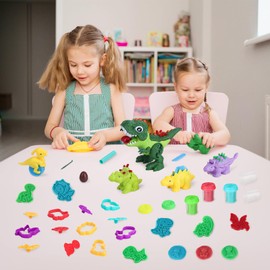 Dinosaur Playdough Sets for Toddlers, Play Dough Tool Kit for 3 4 5 Year Old Boys Girls, Dinosaur Toys for Kids 3-5 (20 Pcs Playdough Accessories)