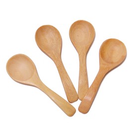 Touchable_dream 4 pcs Mini Wooden Spoons Condiments Salt Spoons Tembusu Wood (4)
