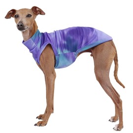 D Doggy Star Italian Greyhound Clothes Summer Cool T Shirts Rashguard Swimsuit Whippet for Dogs (S,Cool Stained Purple)