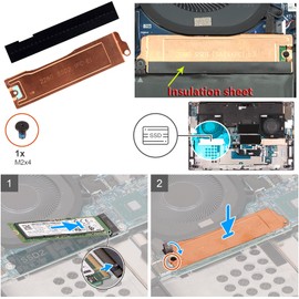 Deal4GO Slot 2 M.2 2280 SSD Heatsink Cover 0JFF2T JFF2T SSD2 Thermal Bracket wInsulation Sheet for Dell XPS 17 9700 9710 Precision 17 5750, (0HFD3T)