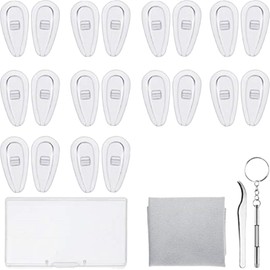 OUDQFCJ 10 Paar Brillen Reparatur Set, Luftkammer Nasenpads, Rutschfeste Weiche Silikon Nasenpads, Schraubbrillen Nasenpads mit Schrauben, Pinzette und Reinigungstuch