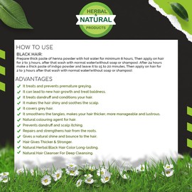 Indigo Henna Powder for Hair | Herbal Hair Color | Leaves | Natural Black Hair | Hair Growth for Men & Women | Dye | Mehndi | Silky & Smooth Hairs | Hair Thicker & Stronger | Pure | Organic | Combo