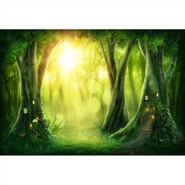 YongFoto 3 x 2 m Vinyl Photo Background Dark Enchanted Forest Fairy Tale Trees Photography Background for Photo Shoots Portrait Photos Party Children Wedding Photo Studio Props