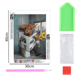 VARHHUXHA 5D DIY Diamond Art Painting, Wall Decor Diamond Rhinestone Cross Stitch Crystal Craft Painting Picture Kit Adult Kids Home - Cow