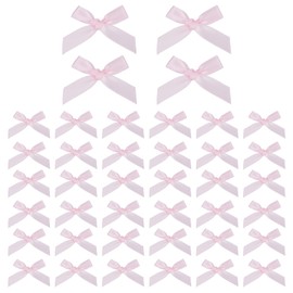 NICENEEDED 40 Pcs Mini Pink Ribbon Bows, Cute Soft Bowknot Sewing Accessories, Small Satin Bow for Flowers Bakery Wrapping Wedding Party Decoration
