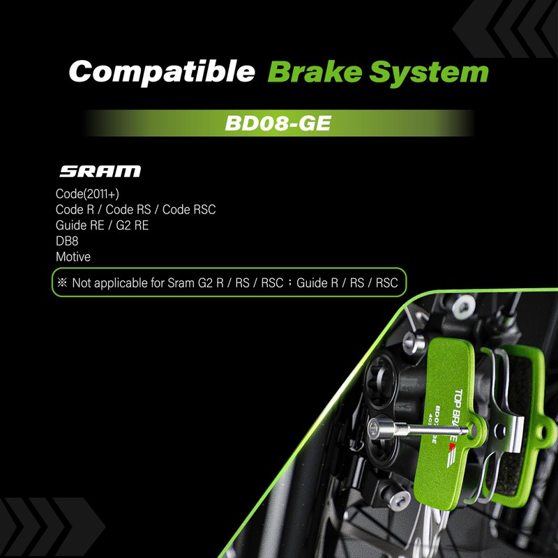 TOP BRAKE Scheibenbremsbeläge kompatibel mit SRAM AVID Code R RE