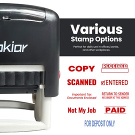 Zeokiar Important Tax Documents Enclosed Stamp, Self Inking Office Rubber Stamp for Business Message Accounting, Red Ink