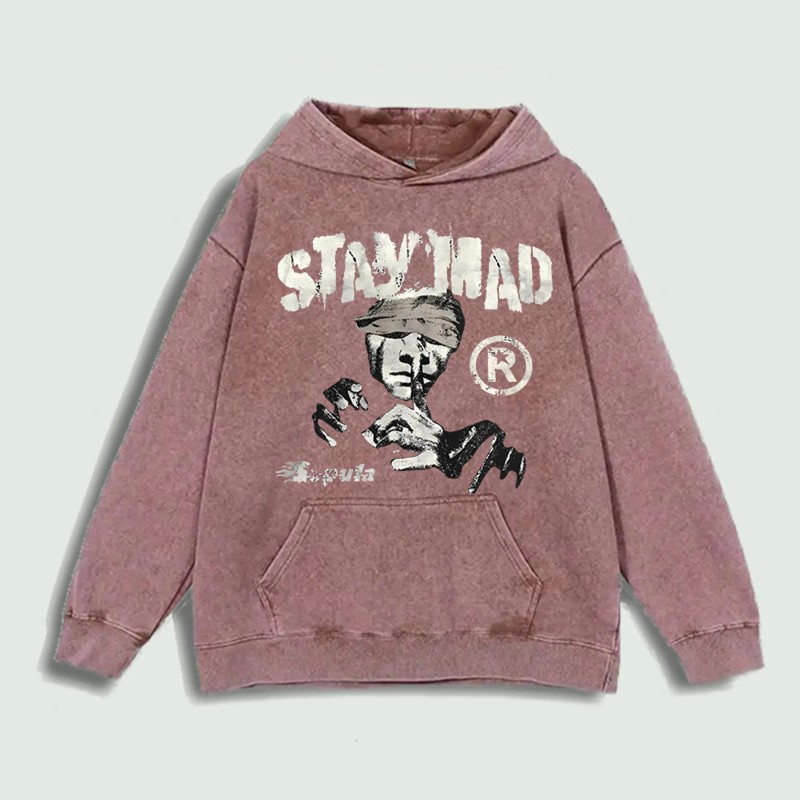 Stay Mad Graphic Hoodie 100% Cotton US Warehouse 6 ColorsColor: