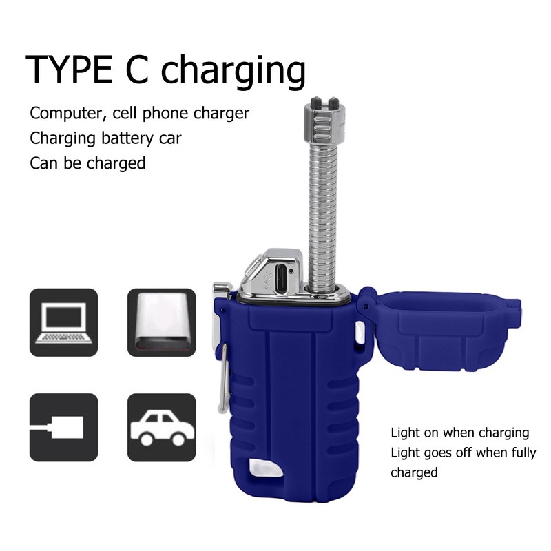USB Rechargeable Lighter Windproof Dual Arc Lighter Waterproof Flameless Electric