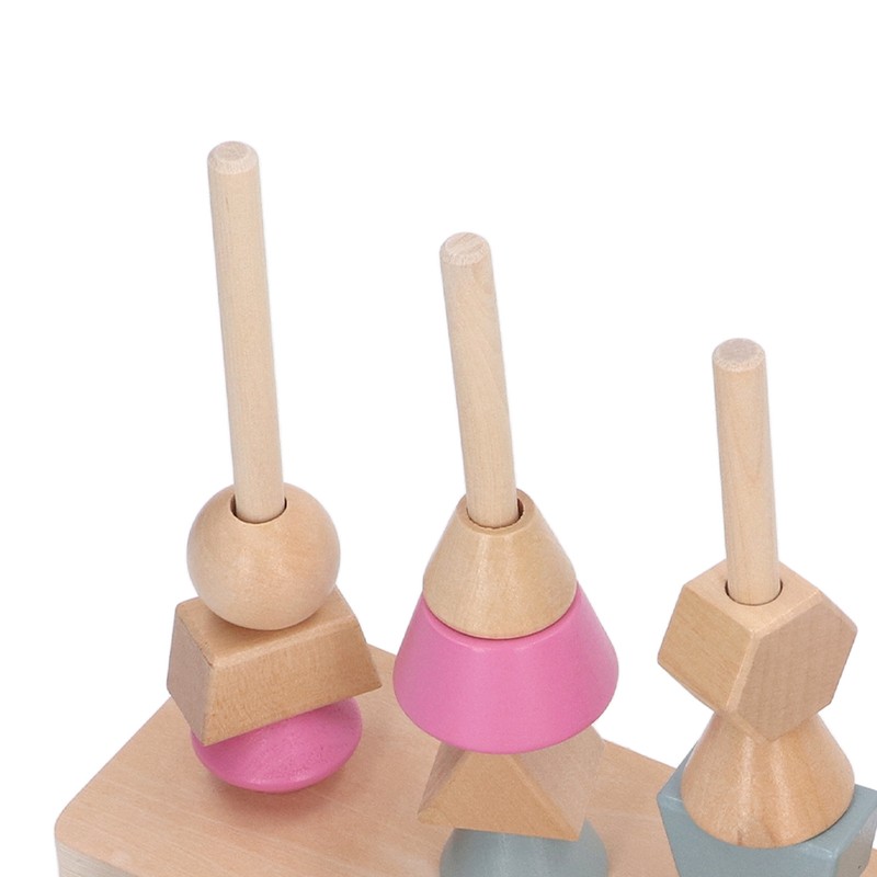 Stack Matching Set Educational Wood with 10 Cards Geometric Shape