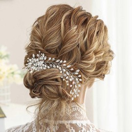 Gorais Peine para el pelo de novia de cristal plateado para novia, decoración del cabello con diamantes de imitación, accesorios para el cabello para mujeres y niñas