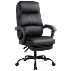 Misolant Big and Tall Office Chair with Footrest, High Back Desk Chair with Linkage Armrest, 90-155° Recline Executive Computer Chairs with Adjustable Height for Home