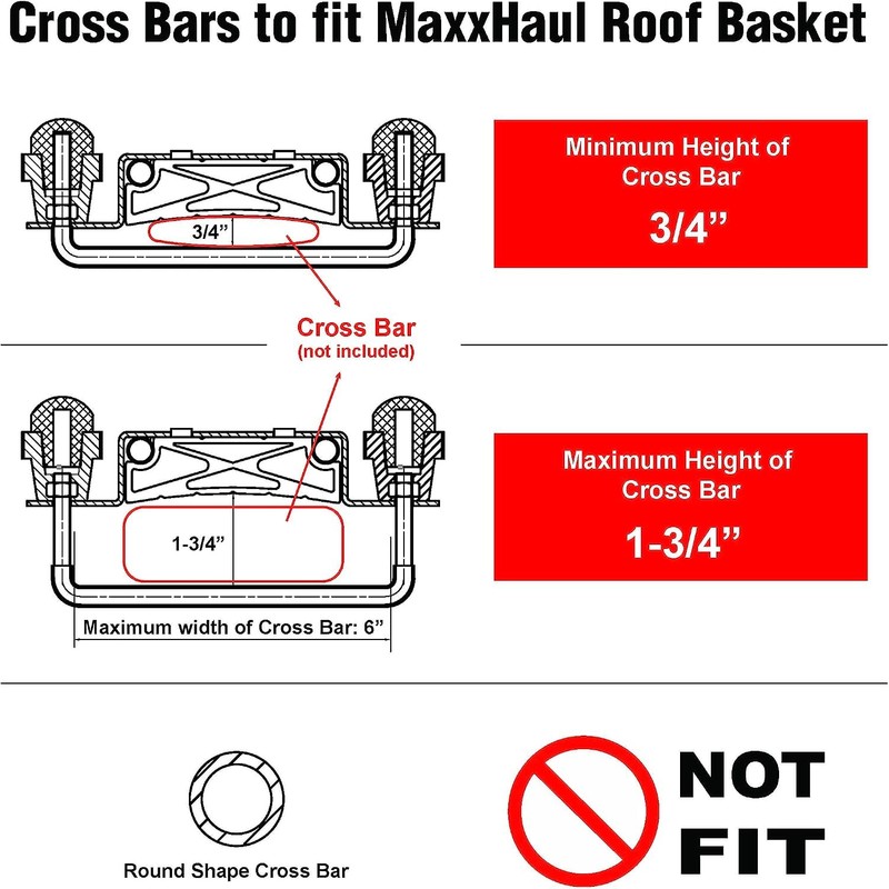 MaxxHaul 50944 Steel Roof Rack-150lb. Capacity with 2 pcs Tie