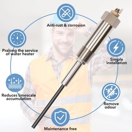 Powered Anode Rod Water Heater Anode Rod Titanium Anode Rod(10-45 Gallon Tank), Electrical Anode Rod,No more sulfur/Rotten egg smell,With Socket