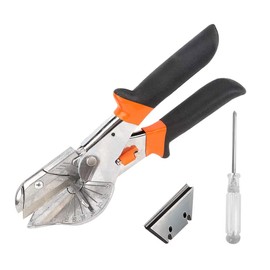 YIXISI Pack of 12 Mitre Shears, Sealing Scissors, 45° -135° Multi Angle Cutter, with 10 Replacement Blades and 1 Screwdriver, for Cutting PVC PPR PE Pipe Junction Wire Seal, Reddish Black