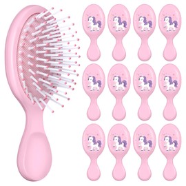 12 Pcs Unicorn Mini Detangler Brush, Mini Travel Hair Brush, Bristles Plastic Detangling Brush,No Tangle Soft Flexible Bristles for Straight, Curly, Thick Hair for Party Gift