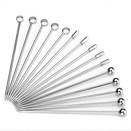 Cocktail Picks Stainless Steel Martini Skewers Olive Drink Picks Set Reusable Fruit Sticks Metal Drink Picks 15PCS 4.3inch Silver Picks