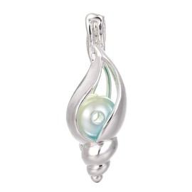 10pcs Silver Conch Pearl Cage Beads Cage Locket Pendant Jewelry Making-for Oyster Pearls, Essential Oil Diffuser, Fun Gifts (Conch)