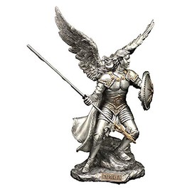 CatholicStore 9" Archangel Raphael Statue, Pewter Finish Veronese Resin