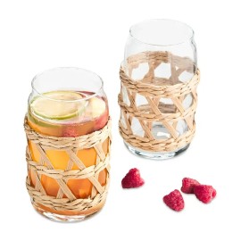 The Cellar Rattan & Glass Tumblers, Set of 2  NEW!!!!!!