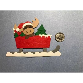HANDMADE Die Cut - 1 Moose Sled Scrapbook / Card Embellishment FREE SHIP
